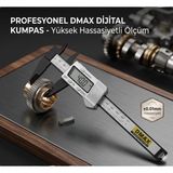 If D-Max 150 mm Dijital Kumpas - LCD Ekranlı Plastik Gövde Karbon Fiber Hassas Ölçüm Aleti - Gri