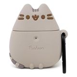 iFace x Pusheen Sevimli Silikon Koruyucu Kılıf AirPods 1/2 Kılıf için Tasarlanmıştır [Karabina Klipsi Dahil] [Kablosuz Şarj Uyumlu] - Ayakta