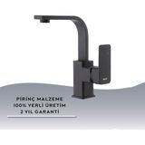 Igk Yapı – Kare KRA29012 Siera Kuğu Lavabo Bataryası - Siyah