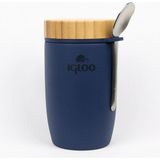 İglo Bambu Kapak Yemek Termosu 500ML Çelik Termos Lacivert 12 Saat Sıcak Tutar - 500 ml