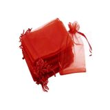 iğne izi 100 Adet Büzgülü Tüllü Kına Kesesi Düğün Organizer Kese Lavanta, Nikah Şekeri Kesesi 9x12 kırmızı