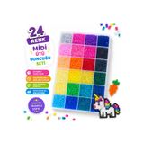 iğne izi 24 Renk Mini Ütü Boncuğu Seti Silindir Boncuk Hama Boncuk Fuse Beads Piksel Sanatı El Sanatları Bonc