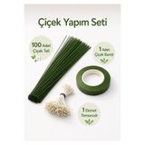 iğne izi Çiçek Yapım Seti - 100 Adet 40 cm Çiçek Teli + Çiçek Bandı + 7 gr Tomurcuk - Dekoratif Çiçek Yapım 3