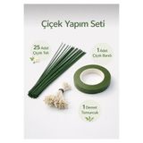 iğne izi Çiçek Yapım Seti - 25 Adet 40 cm Çiçek Teli + Çiçek Bandı + 7 gr Tomurcuk - Dekoratif Çiçek Yapım 3'