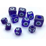 İğne İzi Küp Nazar Boncuğu 12X12 mm (25 Adet ) Lacivert Nazar Boncuğu