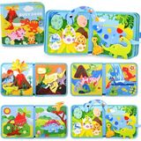 İğne İzi Montessori Keçe Eğitim Çantası - Günlük Rutinleri Öğreten Keçe Kitap - Dinozor Karakterli Keçe Aktivite Kitabı – Çocuklar İçin Eğitici Kitap - Çocuk Eğitim Oyuncağı