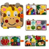 İğne İzi Montessori Keçe Eğitim Çantası - Günlük Rutinleri Öğreten Keçe Kitap - Hayvan Temalı Keçe Aktivite Kitabı – Çocuklar İçin Eğitici Kitap - Çocuk Eğitim Oyuncağı