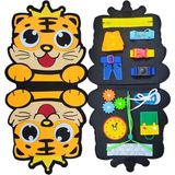 İğne İzi Montessori Keçe Eğitim Çantası - Günlük Rutinleri Öğreten Keçe Kitap - Kaplan Figürlü Keçe Aktivite Kitabı – Çocuklar İçin Eğitici Kitap - Çocuk Eğitim Oyuncağı