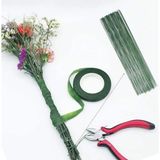 İğne İzi Plastik Çiçek Yapma Teli - 40CM - 25 Adet Çiçek Yapım Teli+1 Adet Çiçek Bandı - Dekoratif Çiçek Yapım Teli - Çok Renkli