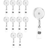 İğne İzi Yoyo Yaka Kartlığı 50 Adet Beyaz – Retractable Badge Reel – Transparent, Metal Clip 50 Peaces White