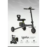 Igofor 3 Tekerlekli Katlanabilir Elektrikli Oturulabilir Scooter – Hafif, Taşınabilir, Uzun Menzilli - Gri