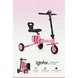 Igofor 3 Tekerlekli Oturulabilir Elektrikli Scooter | 350 W | Uzun Menzil | LED Aydınlatma | 3 Sürüş Modu - Pembe