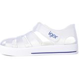 Igor S10171 Star Beyaz Çocuk Sandalet PVC Malzeme ile Düz Topuklu Erkek Çocuk Cırt Cırtlı