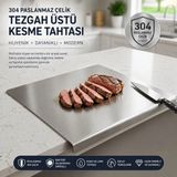 iGrill Igrıll Tezgah Üstü Kesme Tahtası 304 Paslanmaz Çelik 60X53CM Et Doğrama ve Mutfak Hazırlık Panosu - 60 x 53 cm