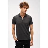 İgs Erkek Antrasit Slim Fit Fermuarlı Polo Yaka Kısa Kollu Tişört