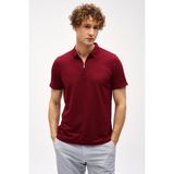 İGS Erkek Bordo Slim Fit Fermuarlı Polo Yaka Kısa Kollu Tişört - 2XL