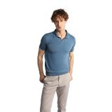 İgs Erkek İndigo Slim Fit Dar Kalıp Polo Yaka Düz Kısa Kollu Triko Tişört
