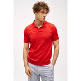 İGS Erkek Kırmızı Slim Fit Dar Kalıp Polo Yaka Düz Kısa Kollu Triko Tişört - 2XL