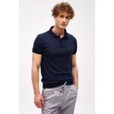 İGS Erkek Lacivert Slim Fit Dar Kalıp Polo Yaka Düz Kısa Kollu Triko Tişört - XL