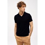 İGS Erkek Siyah Slim Fit Dar Kalıp Polo Yaka Düz Kısa Kollu Triko Tişört - 2XL