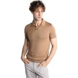 İGS Erkek Vizon Slim Fit Dar Kalıp Polo Yaka Düz Kısa Kollu Triko Tişört - 2XL