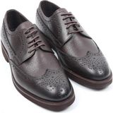 İGS Kahve Deri Klasik Erkek Ayakkabı Brogue Detaylı Bağcıklı Model - 230-Kahverengi
