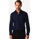 İGS Lacivert Regular Fit Geniş Kalıp Klasik Yaka Düz Uzun Kollu Cepsiz %100 Pamuk Non Iron Ütü Istemeyen Gömlek - 2XL