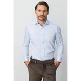 İGS Mavi Slim Fit Dar Kalıp Klasik Yaka Düz Uzun Kollu Cepsiz %100 Pamuk Non Iron Ütü İstemeyen Gömlek - XL