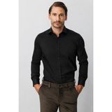 İGS Siyah Regular Fit Geniş Kalıp Klasik Yaka Düz Uzun Kollu Cepsiz %100 Pamuk Non Iron Ütü Istemeyen Gömlek - 3XL