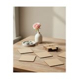 ih ihra 6'lı Ahşap Kare Bardak Altlığı Seti - Ham MDF Boyanabilir Dekoratif Hobi Ürünü (10x10 cm)