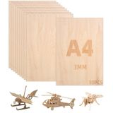 Ihlamur kontrplak 3 mm, 10'lu paket A4 30 x 21 cm - DIY ahşap işleri, model yapımı, dekorasyon ve tablo için lazer işleme