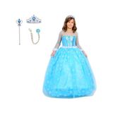 İhtiyaç AVM Butik Happy Kids Kız Çocuk Prenses Elsa Kostümü Uzun Kollu Elsa Kostümü 1-12 Yaş Taç-Asa-Saç Hediyeli - Mavi - 6 - 7 Yaş
