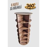 İhtiyacal 360° Dönen Ayakkabılık, Kitaplık, Çok Amaçlı Yuvarlak Stand Raf, 6 Katlı 35 Bölmeli