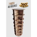 İhtiyacal 360° Dönen Ayakkabılık, Kitaplık, Çok Amaçlı Yuvarlak Stand Raf, 7 Katlı 40 Bölmeli