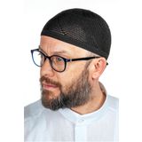 İhvan Gold Lüks Dantel Örme Namaz Takkesi Siyah 1 Adet