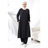 İhvan Kadın Hac ve Umre Kıyafeti Tesettür Ikili Takım Siyah - 6XL
