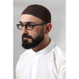 İhvan Kahve Safir Dantel Detaylı Örme Namaz Takkesi - Standart - Kahverengi
