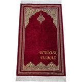 İhvan Kişiye Özel Nakışlı Hediyelik Şönil Namazlık Isimli Seccade Bordo - 68 x 115 cm