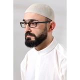 İhvan Krem Safir Dantel Detaylı Örme Namaz Takkesi - Standart