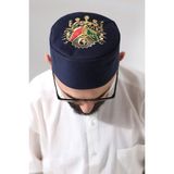 İhvan Lacivert Kapitone Osmanlı Arma Nakışlı Kalıp Namaz Takkesi - 60
