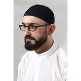 İhvan Lacivert Safir Dantel Detaylı Örme Namaz Takkesi - Standart