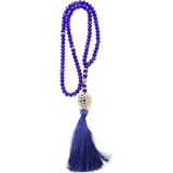 İhvan Lale Desenli Püsküllü 99 `lu Kristal Hac Umre Hediyelik Tesbih - 6mm Mor