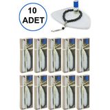 İhvan Online 10 Adet Esanslı Tesbihli Namaz Takkesi Erkek Hac Umre Mevlüt Hediyelik Set - 10X10 - 1 Yaş - Beyaz