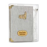 İhvan Online 10 Adet Kadife Kaplı Yasin Kitabı - Çanta Boy - İsim Baskılı Plaka - Tesbihli - Şeffaf Kutulu - Krem - Hediyelik Yasin Seti