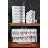 İhvan Online %100 Pamuklu 3D Kelebek Işlemeli 12 Li Analı Kızlı Çeyizlik Havlu Seti 50X90 cm - 00030 - 50 x 90 cm - Beyaz