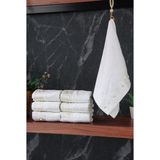 İhvan Online % 100 Pamuklu Kadife Güpürlü Inci Işlemeli 6 Lı Çeyizlik El Yüz Havlu Seti - 30X50 cm - 04466 - Beyaz - 30 × 50 cm