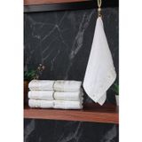 İhvan Online % 100 Pamuklu Kadife Güpürlü İnci Işlemeli 6 lı Çeyizlik El Yüz Havlu Seti - 30x50 cm - 04466 - Beyaz