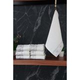 İhvan Online % 100 Pamuklu Kadife Güpürlü Inci Işlemeli 6 Lı Çeyizlik El Yüz Havlu Seti - 30X50 cm - 04466 - Gri - 30 × 50 cm