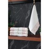 İhvan Online % 100 Pamuklu Kadife Güpürlü Inci Işlemeli 6 Lı Çeyizlik El Yüz Havlu Seti - 30X50 cm - 04466 - Pembe - 30 × 50 cm