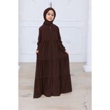 İhvan Online 3 Katlı Medine Ipeği Kız Çocuk Feracesi Rahat Kesim Çocuk Abaya - Lacivert (Kdm) - Kahverengi - 15 - 16 Yaş